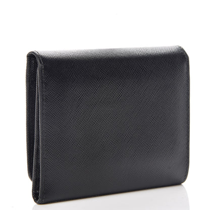Prada Saffiano Tri-Fold Compact Wallet Black 3 of 10
