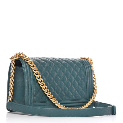 Chanel Caviar Quilted Medium Boy Flap Dark Green 3 of 10