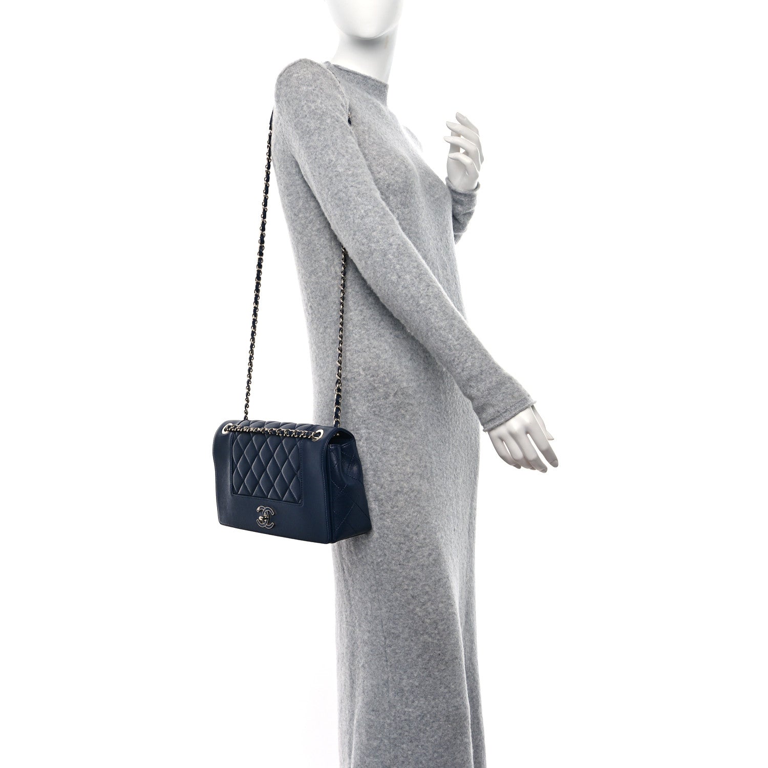 Chanel Sheepskin Quilted Vintage Mademoiselle Flap Dark Navy 2 of 13