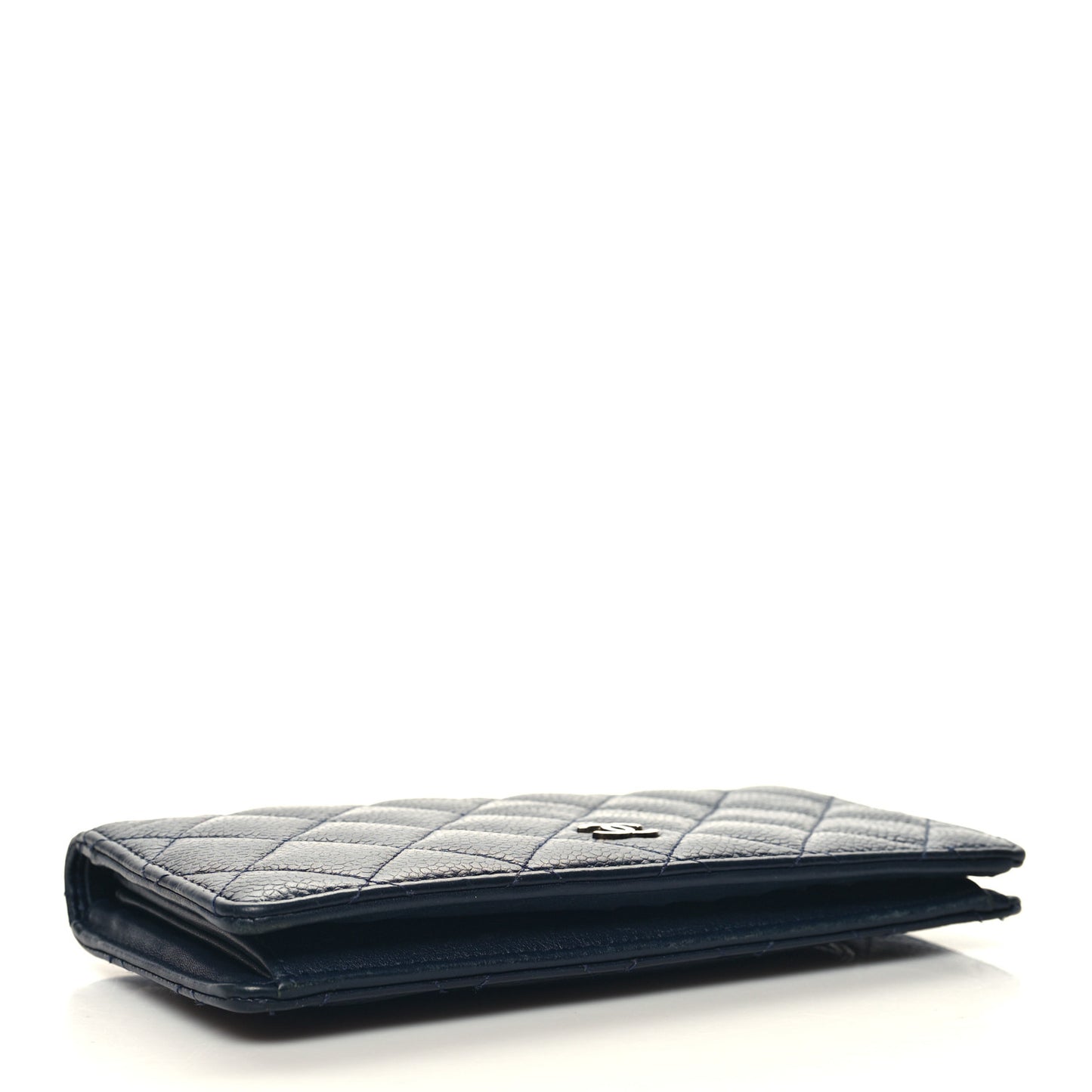 Caviar Quilted Yen Wallet Dark Blue