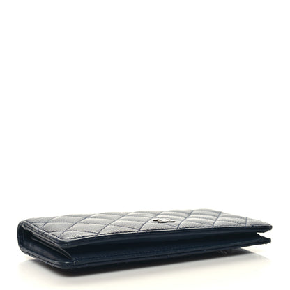 Chanel Caviar Quilted Yen Wallet Dark Blue 4 of 12