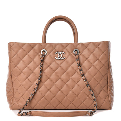 Chanel Caviar Quilted Large Coco Handle Shopping Tote Beige 1 of 10