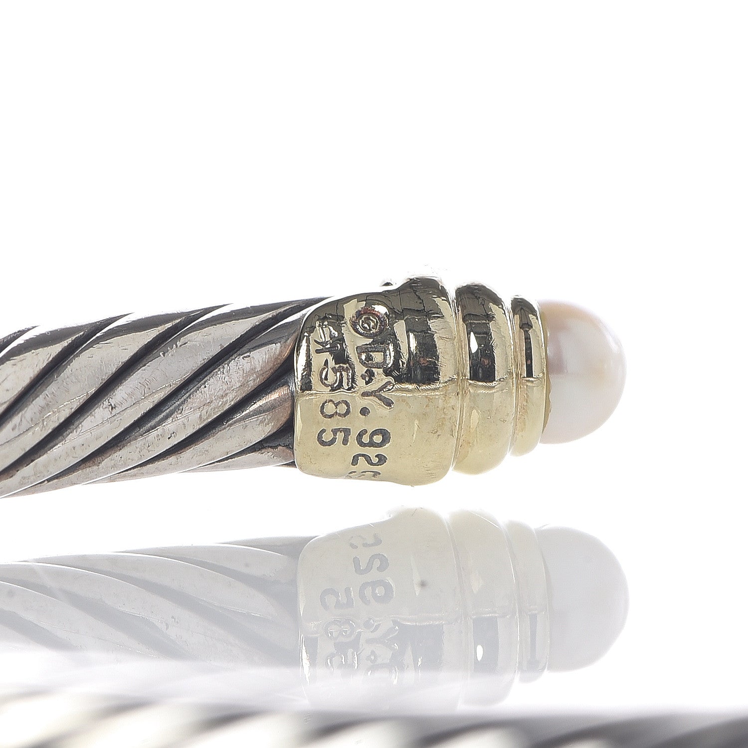 David Yurman Sterling Silver 14K Yellow Gold Pearl 5mm Cable Classics Petite Color Bracelet 4 of 4