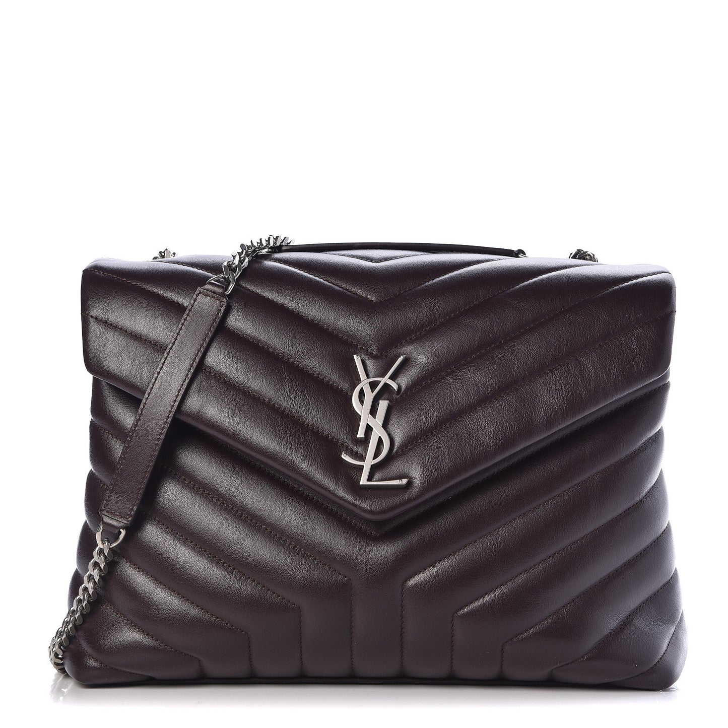 Calfskin Y Quilted Monogram Medium Loulou Chain Satchel Amaranto