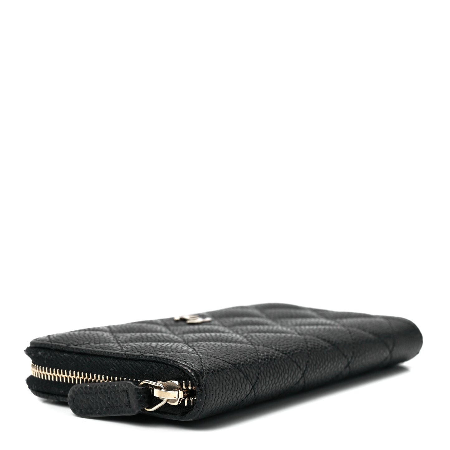 Caviar Quilted Medium Zip Around Wallet Black