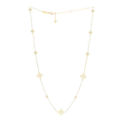 Roberto Coin 18K Yellow Gold Diamond Principessa Flower Station Necklace 3 of 6