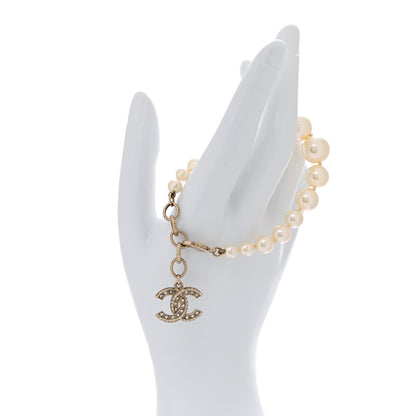 Chanel Graduated Pearl Crystal CC Bracelet Gold 2 of 4