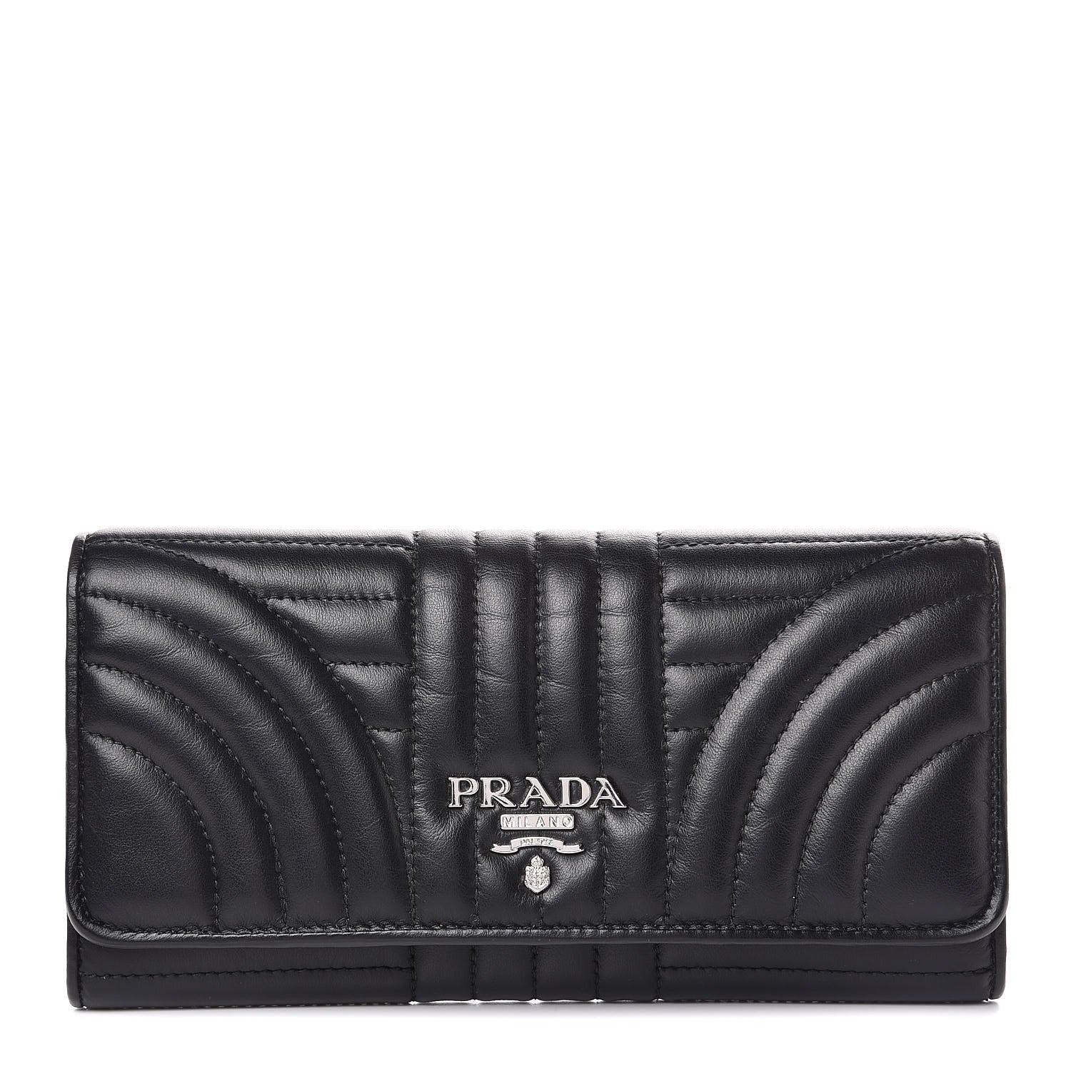 Prada Soft Calfskin Diagramme Continental Wallet Black 1 of 9