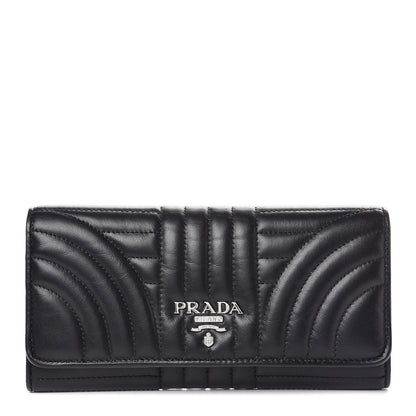 Prada Soft Calfskin Diagramme Continental Wallet Black 1 of 9