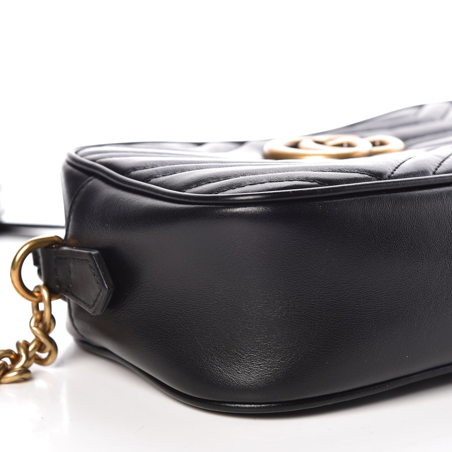 Calfskin Matelasse Small GG Marmont Chain Shoulder Bag Black