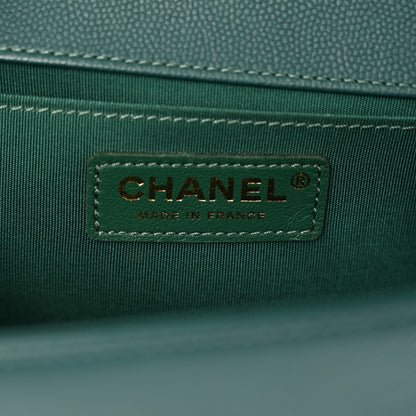 Chanel Caviar Quilted Medium Boy Flap Dark Green 6 of 12