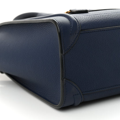 Celine Drummed Calfskin Nano Luggage Marine 9 of 10