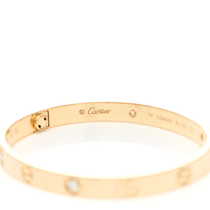 Cartier 18K Yellow Gold 4 Diamond LOVE Bracelet 17 3 of 8