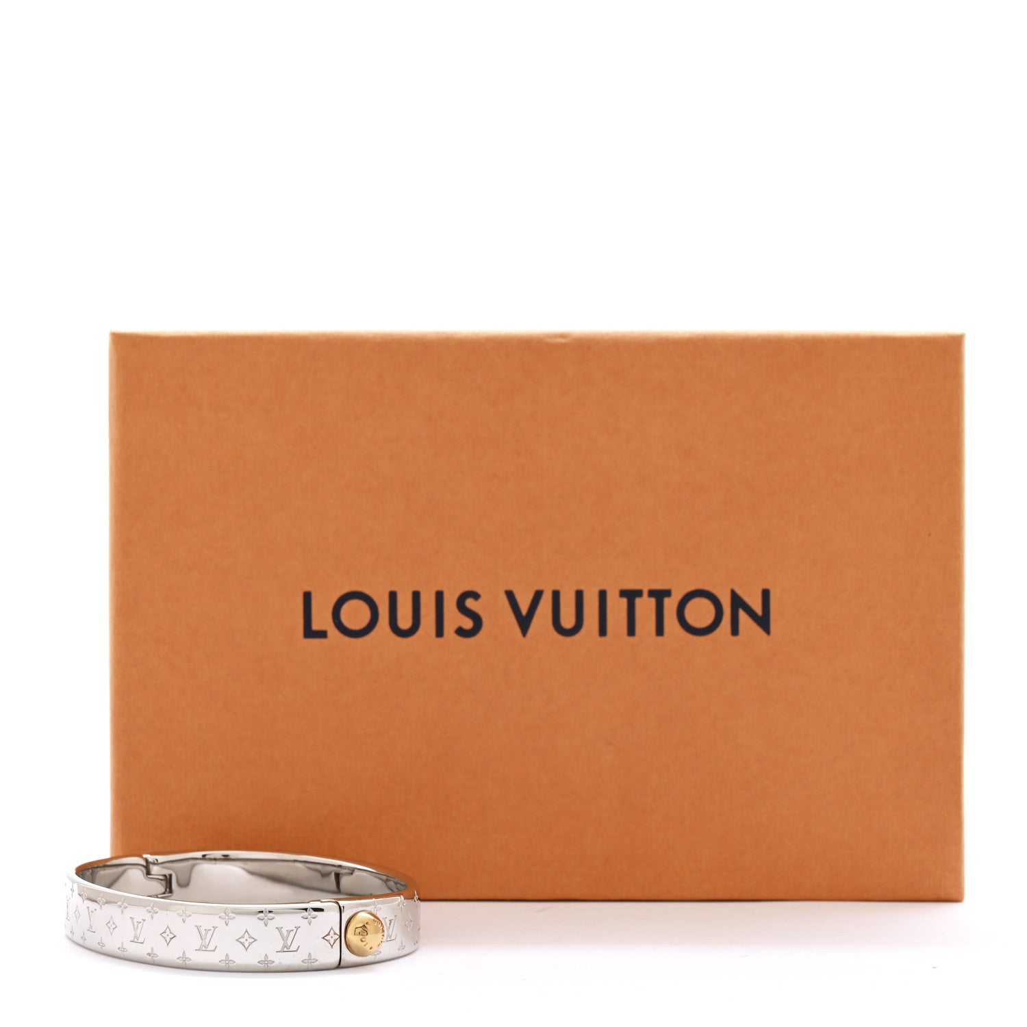 Louis Vuitton Brass Palladium Plated Nanogram Cuff S Silver