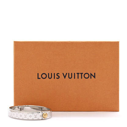 Louis Vuitton Brass Palladium Plated Nanogram Cuff S Silver 6 of 6