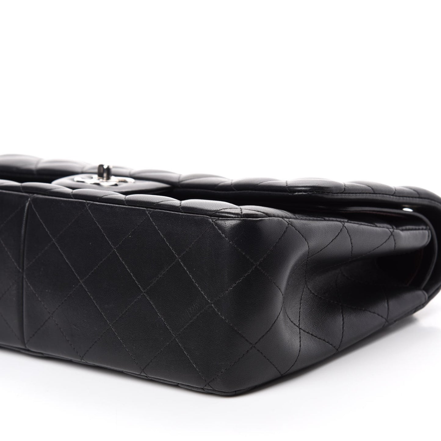 Lambskin Quilted Jumbo Double Flap Black