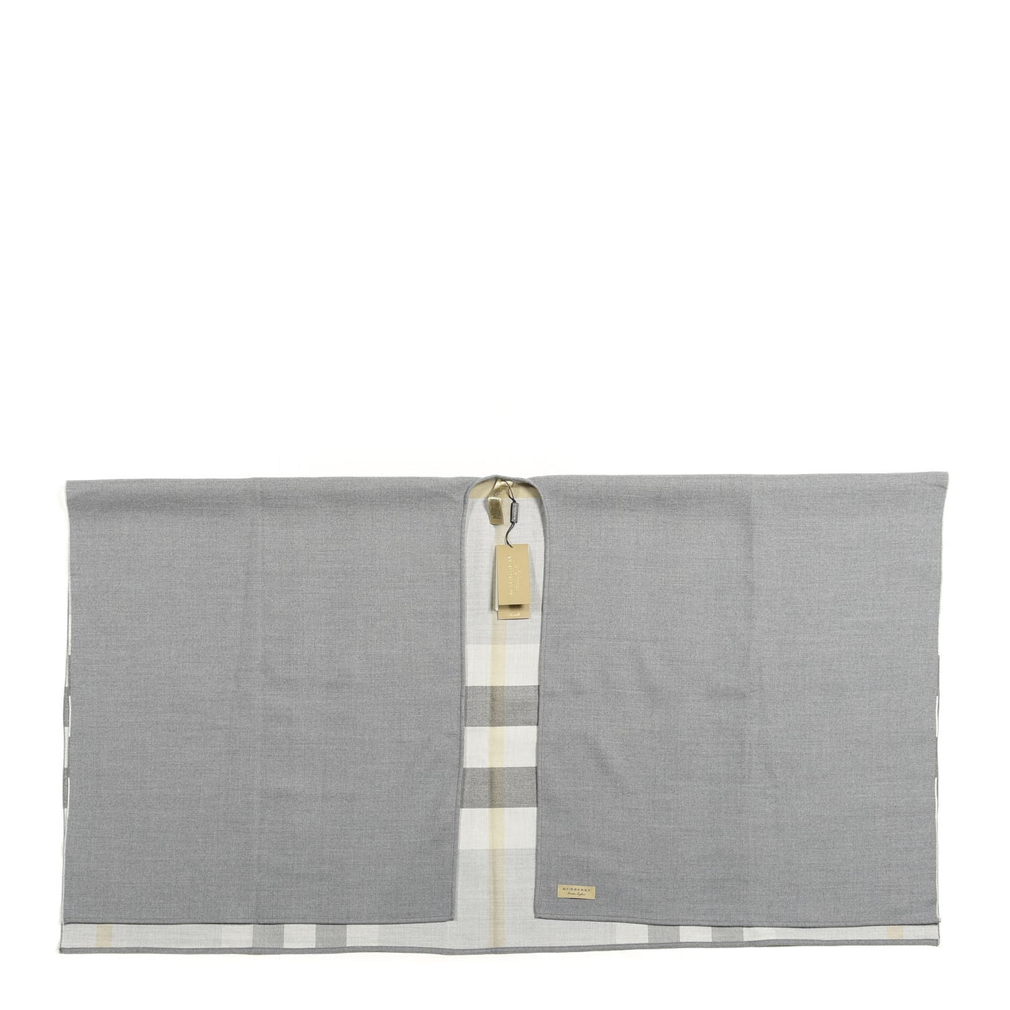 Wool Solid to Check Charlotte Cape Scarf Scarf Light Grey
