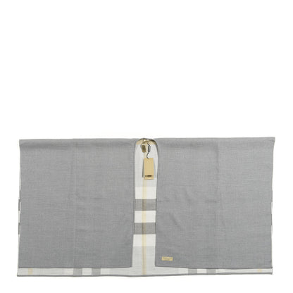 Burberry Wool Solid to Check Charlotte Cape Scarf Scarf Light Grey 1 of 3