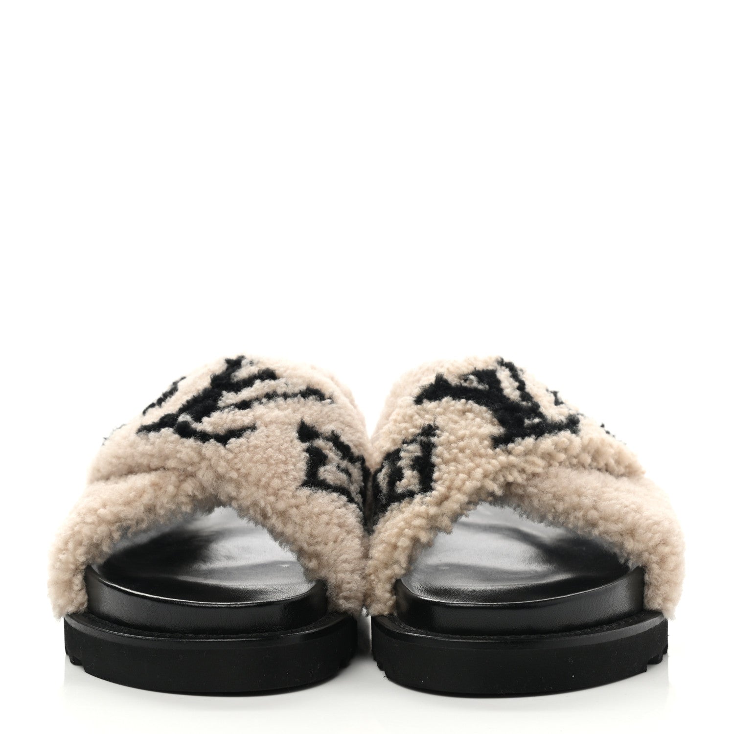 Louis Vuitton Shearling Paseo Sandals 39 Black 2 of 10