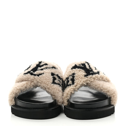 Louis Vuitton Shearling Paseo Sandals 39 Black 2 of 10