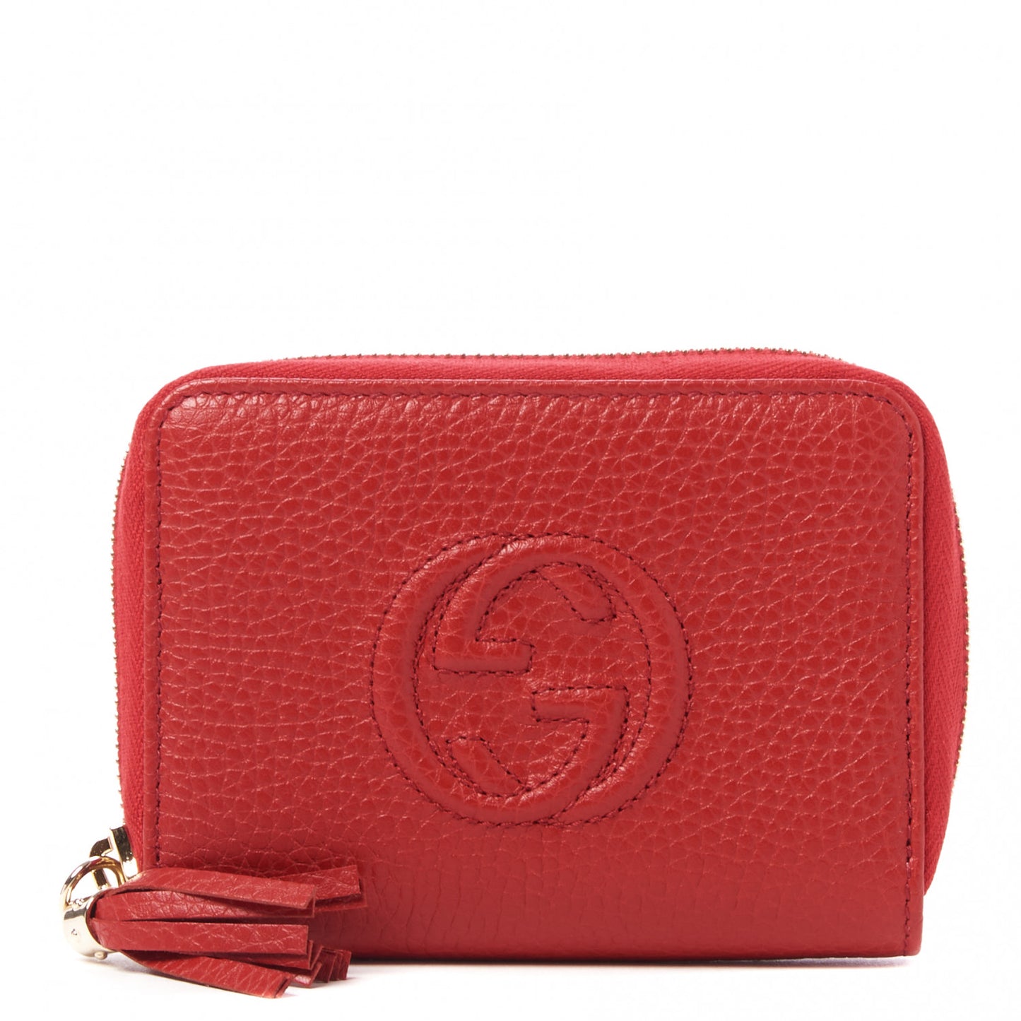 Pebbled Calfskin Small Soho Zip Around Wallet Red