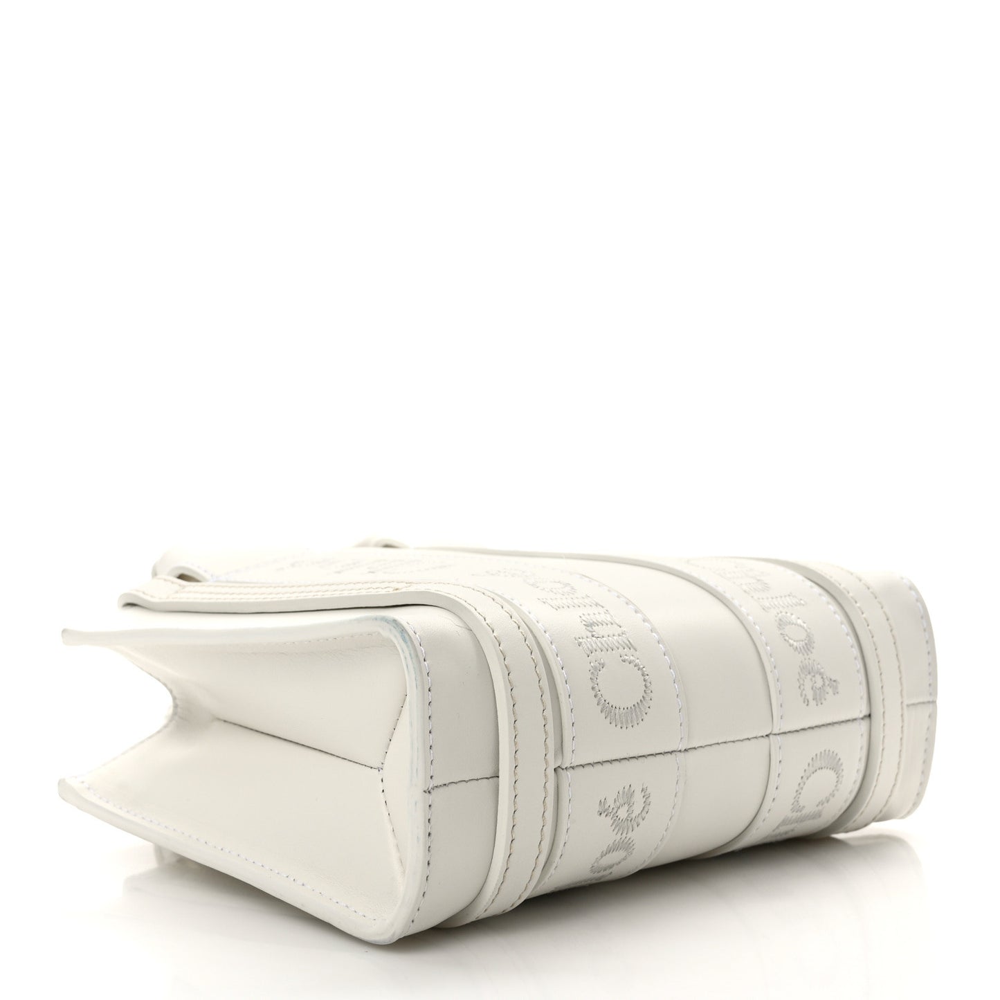 Calfskin Mini Woody Ribbon Tote White