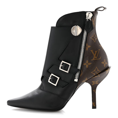 Louis Vuitton Calfskin Monogram Janet Ankle Boots 38 Black 1 of 11