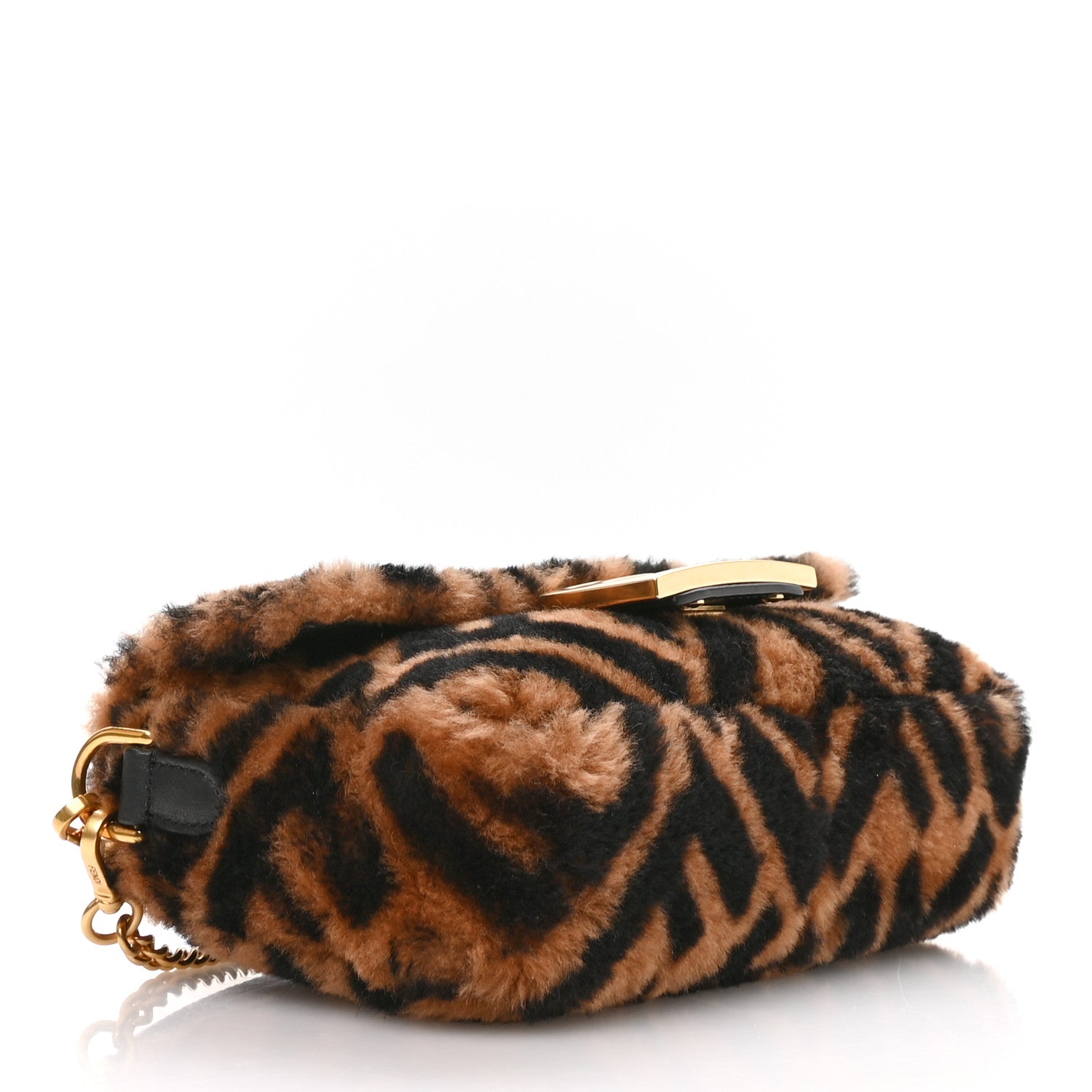 Fendi Shearling Vitello Dolce Macro FF 1974 Mini Tobacco Black 4 of 11