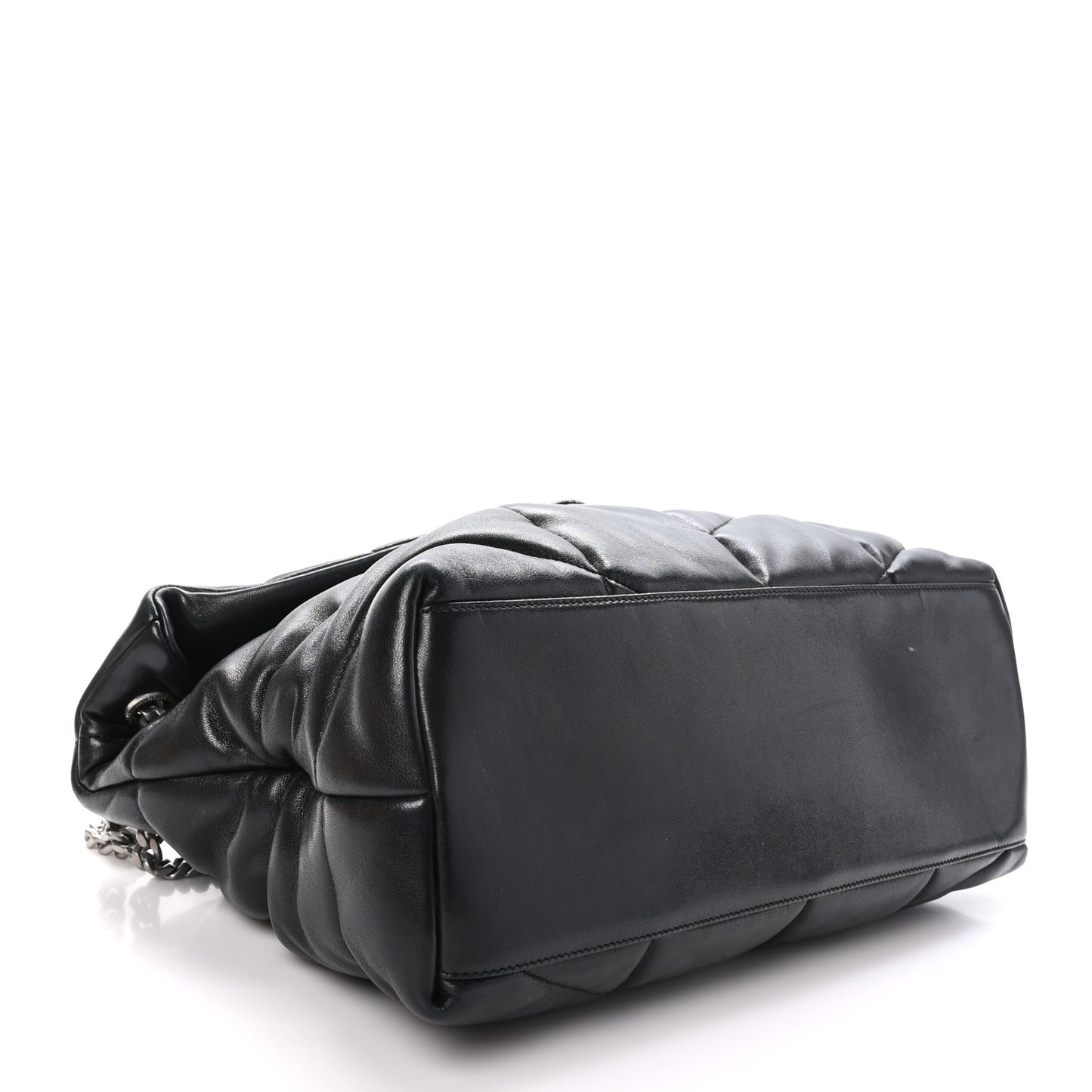Lambskin Quilted Medium Loulou Puffer Monogram Chain Satchel Black