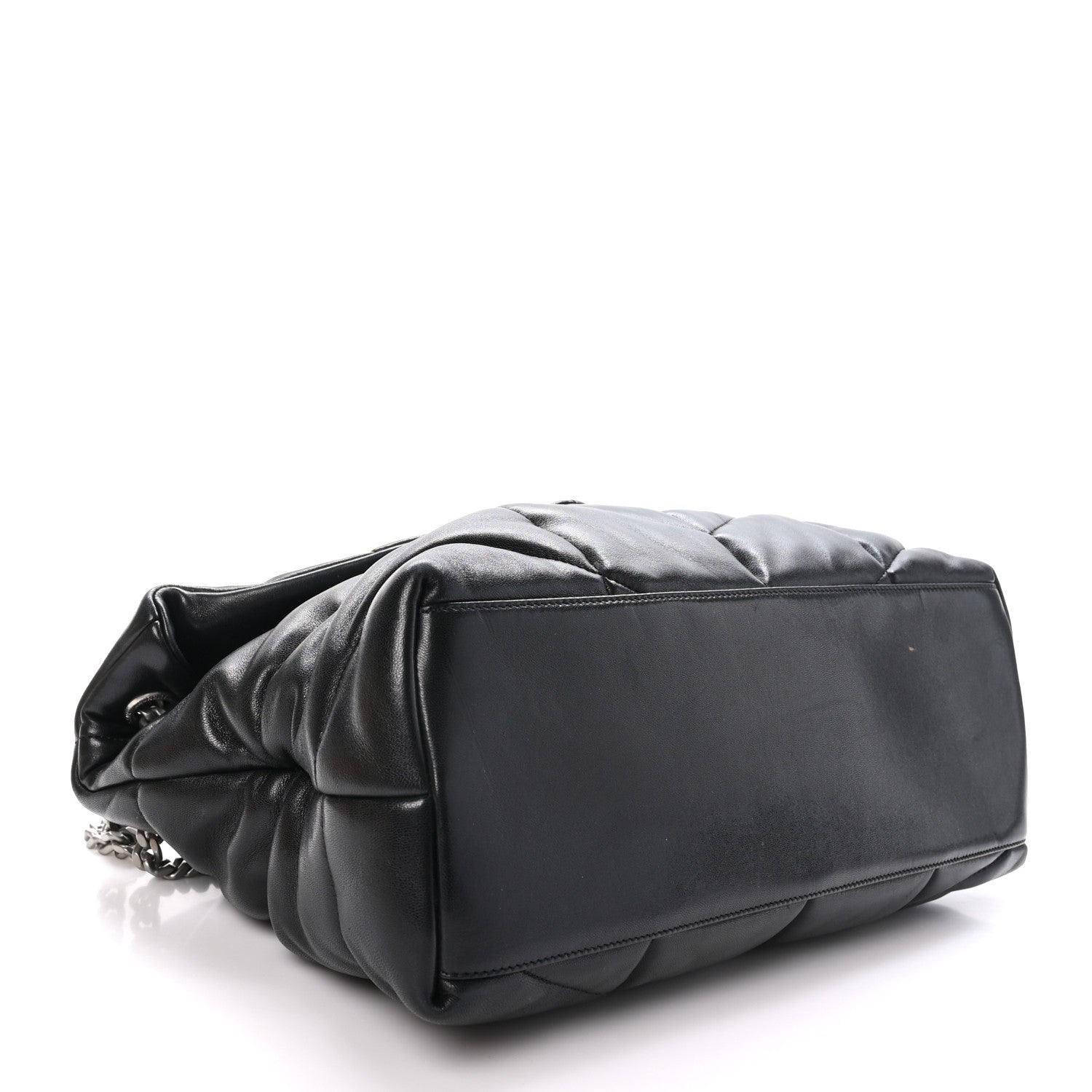 Saint Laurent Lambskin Quilted Medium Loulou Puffer Monogram Chain Satchel Black 4 of 11