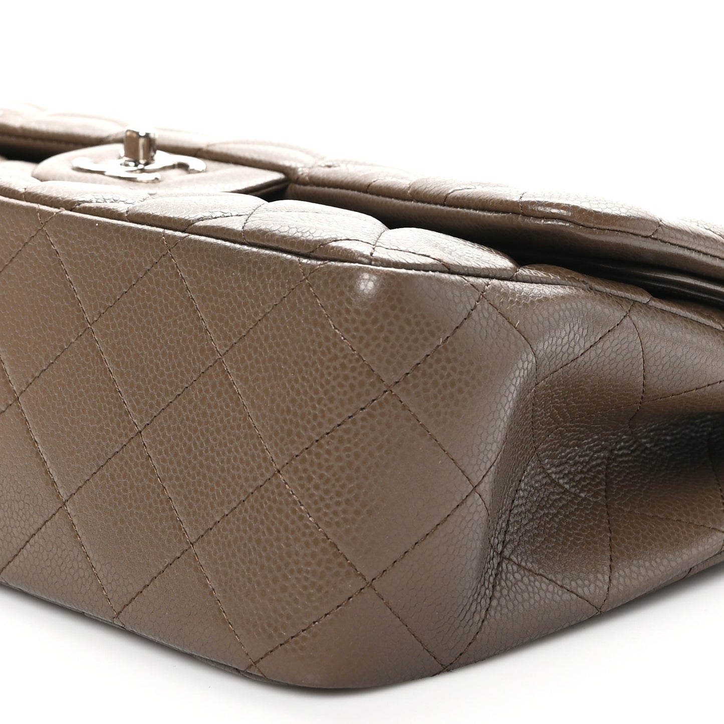 Caviar Quilted Jumbo Double Flap Brown