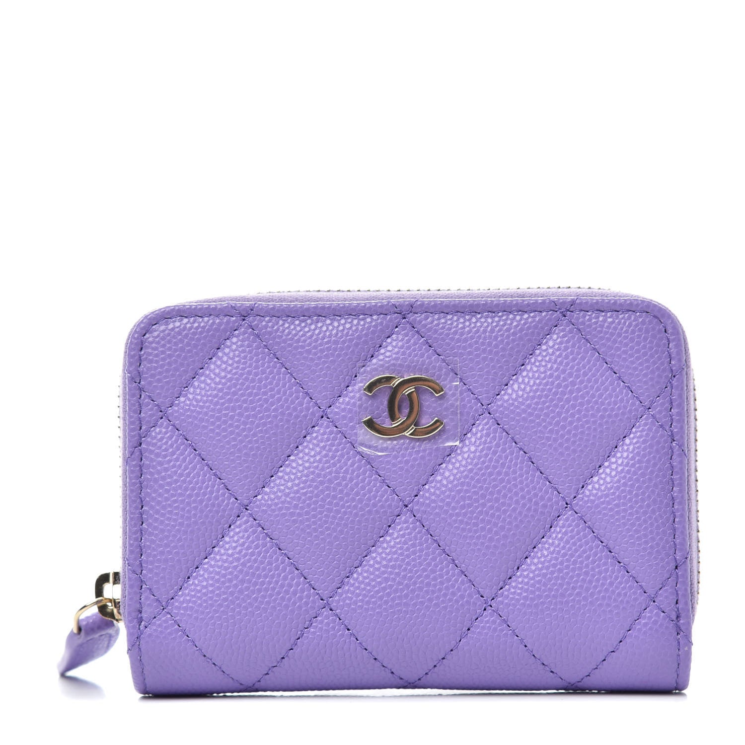 Chanel Caviar Quilted Zip Around Coin Purse Wallet Purple 1 of 8