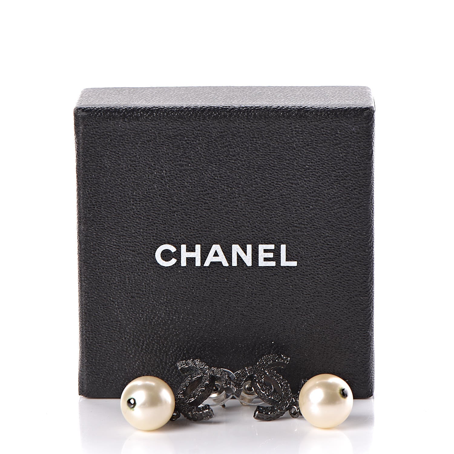 Chanel Ruthenium CC Pearl Drop Earrings 5 of 5