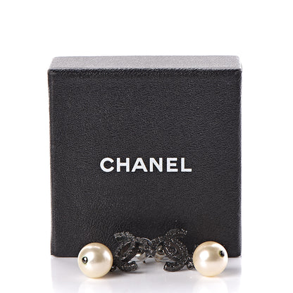 Chanel Ruthenium CC Pearl Drop Earrings 5 of 5