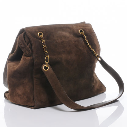 Chanel Suede Large CC Shoulder Bag Brown 3 of 9
