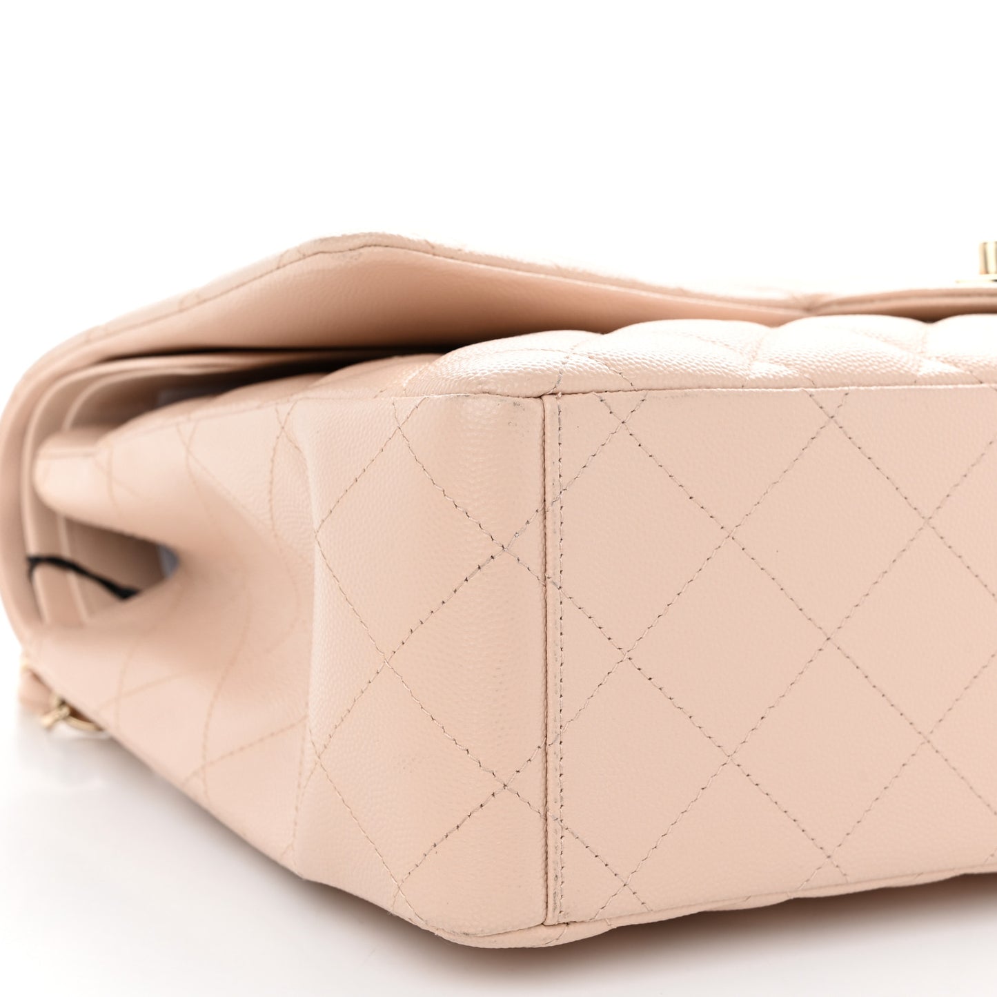 Caviar Quilted Maxi Double Flap Light Beige