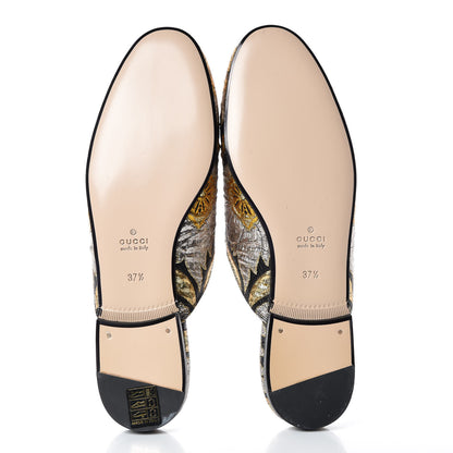 Gucci Jacquard Floral Womens Princetown Slippers 37.5 Oro Black 5 of 11