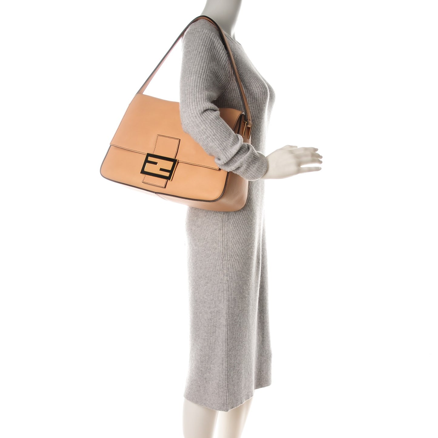 Vitello Flamingo Enamel Big Forever Mama Baguette Beige
