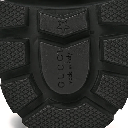 Gucci Calfskin Embroidered Lace Up Combat Ankle Boots 37.5 Black 6 of 14