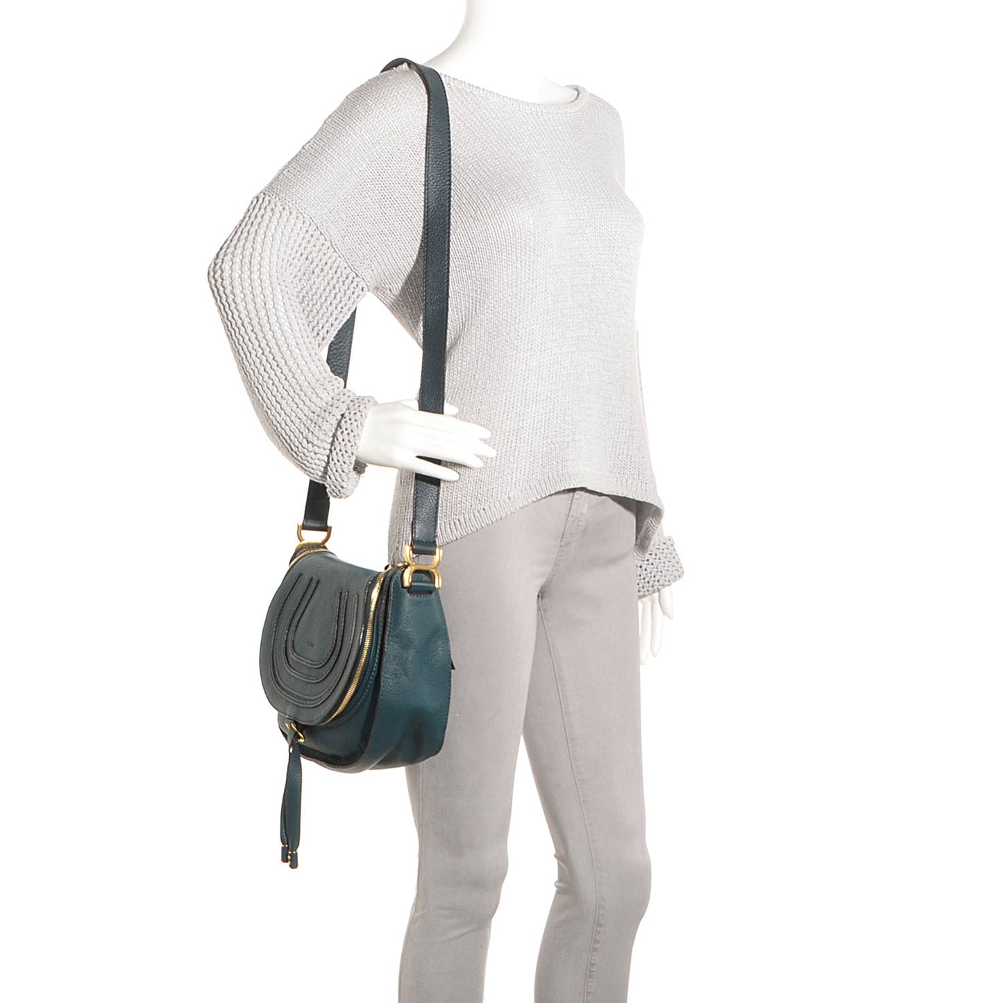 Calfskin Medium Marcie Round Crossbody Bag Teal