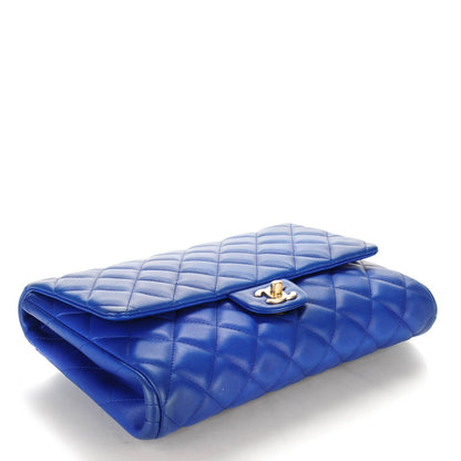Chanel Lambskin Quilted Clutch With Chain Flap Blue 4 of 8