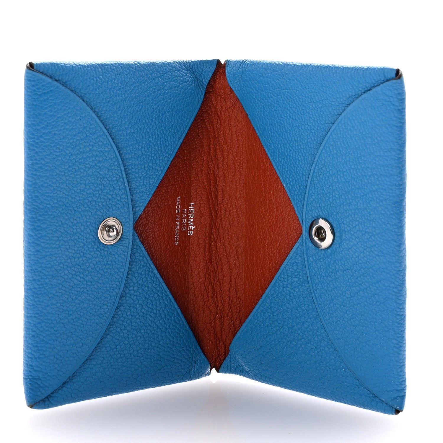 Hermes Chevre Mysore Verso Calvi Card Case Bleu Frida Cuivre 5 of 6