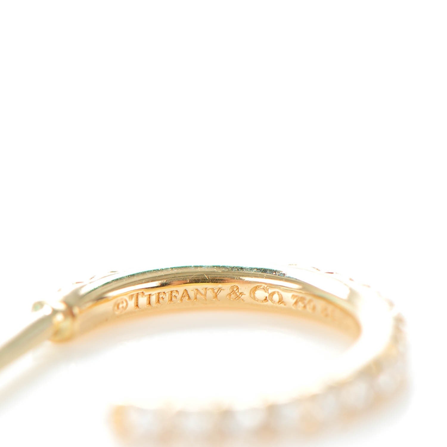 Tiffany 18K Yellow Gold Diamond Small Metro Hoop Earrings 7 of 7