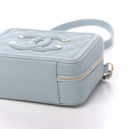 Chanel Caviar Quilted Filigree Vanity Clutch With Chain Light Blue 10 of 11