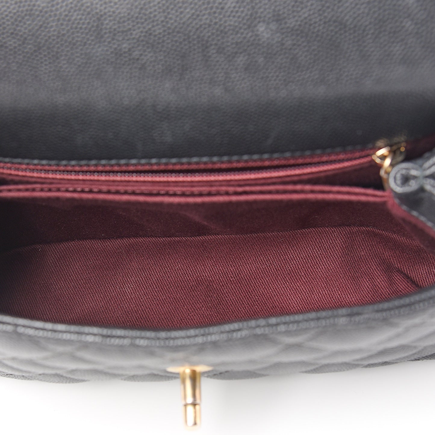 Caviar Quilted Mini Coco Handle Flap Black