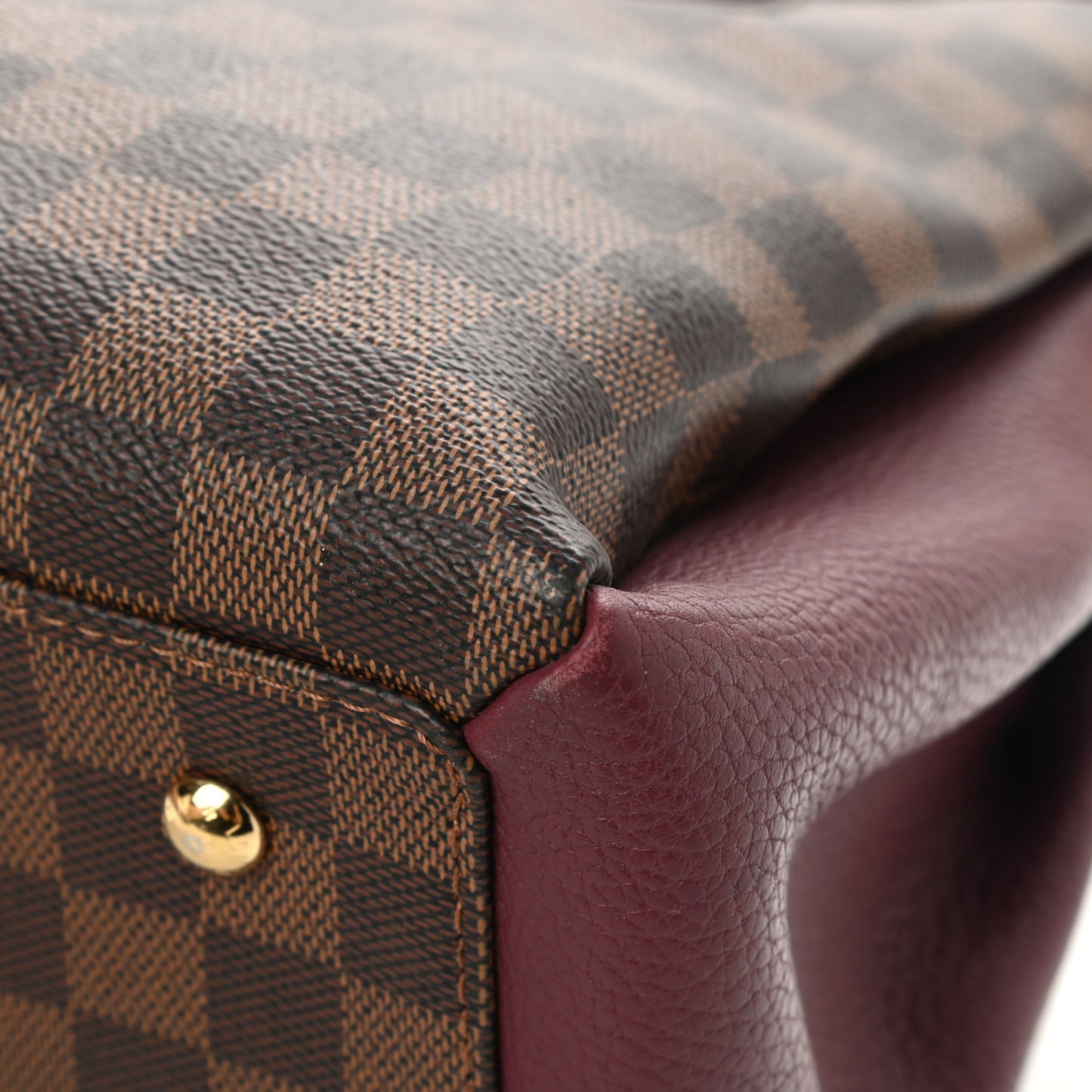 Cuir Taurillon Damier Ebene Normandy Bordeaux