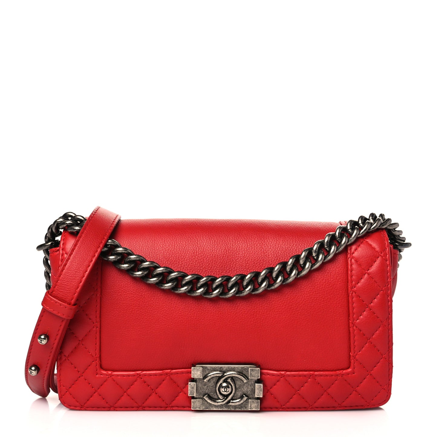 Calfskin Medium Boy Reverso Flap Red