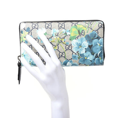 Gucci GG Supreme Monogram Blooms Zip Around Wallet Blue 2 of 7