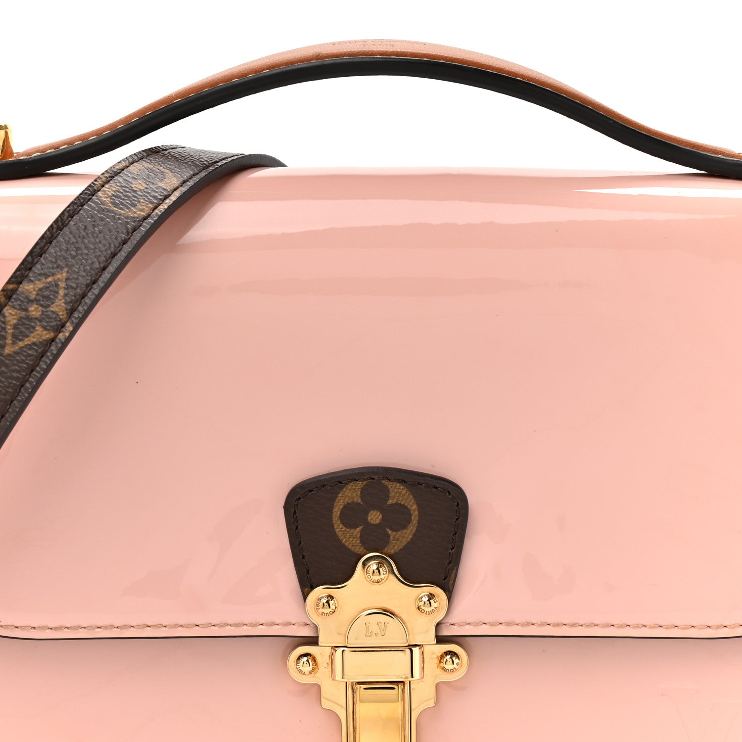 Louis Vuitton Patent Calfskin Monogram Cherrywood BB Rose Ballerine 8 of 11