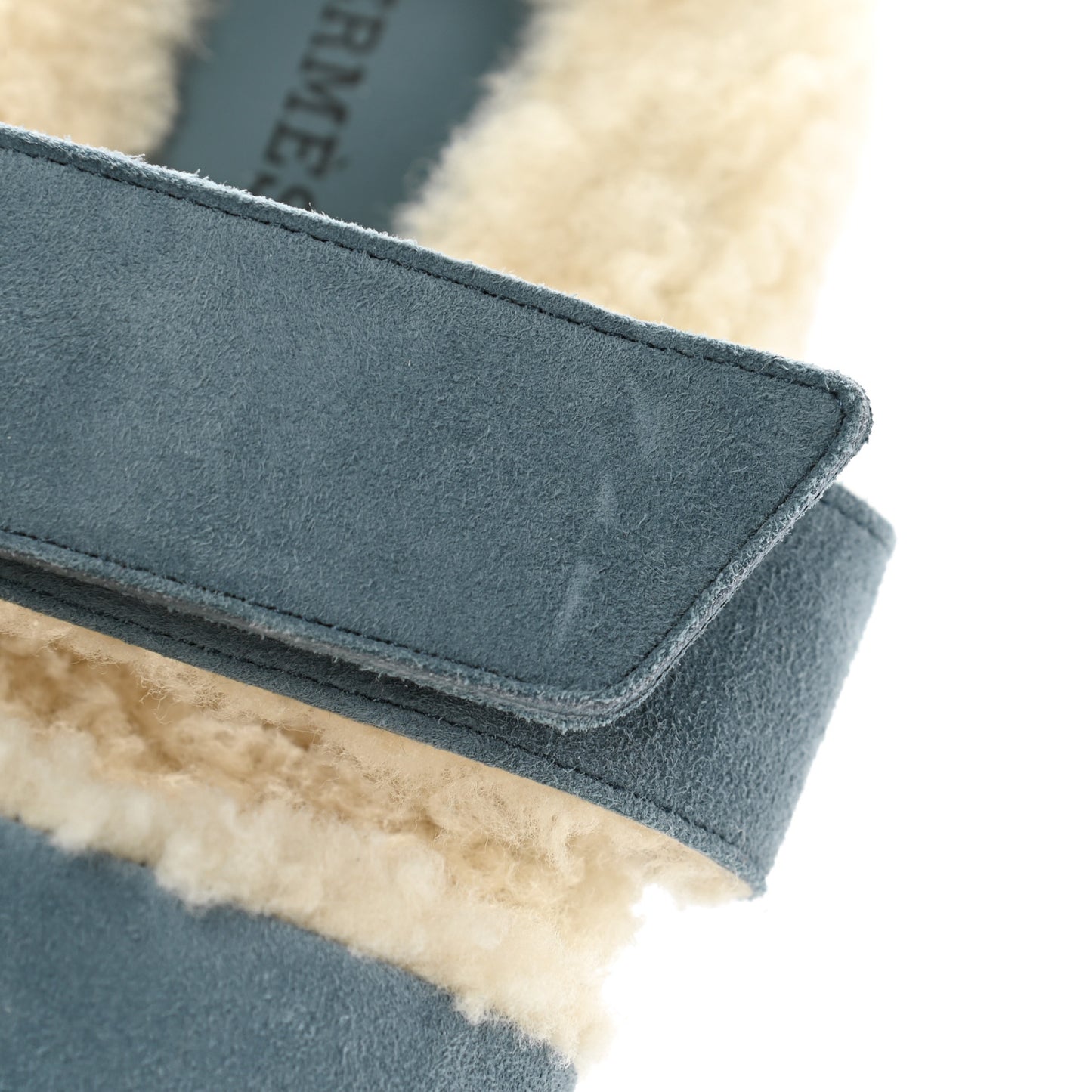 Suede Goatskin Woolskin Womens Chypre Sandals 36 Bleu Pinede